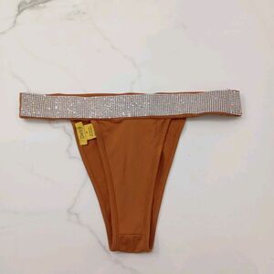 Daisy Brown Bottom bikini with shiny waistband, size M Women's